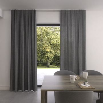 Gordijn op maat woven lichtdoorlatend enkele plooi signaalgrijs