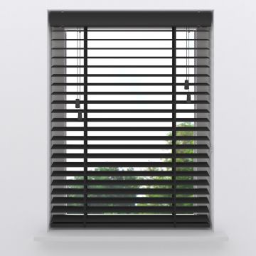 Houten jaloezie Easy 50 mm Bamboe Black vooraanzicht