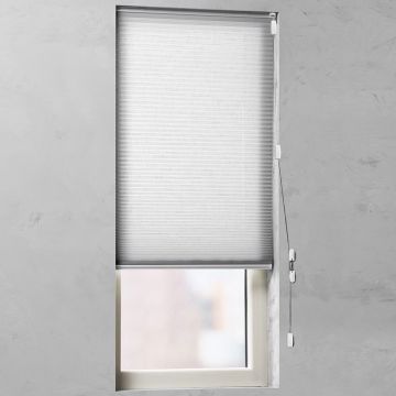 Plissegordijn op maat honingraat transparant stofgrijs voorkant