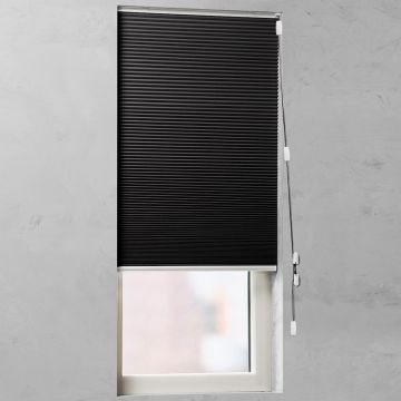 Plissegordijn op maat honingraat Full Color verduisterend Zwartgrijs open